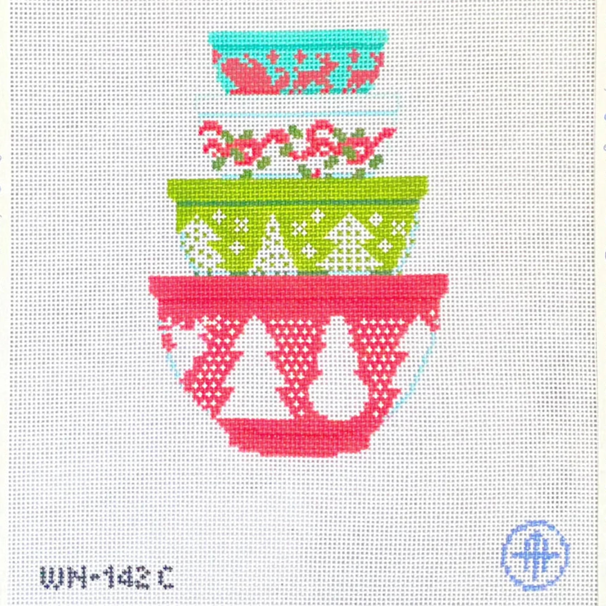 Vintage Bowls Christmas Print- Fancy Stitch
