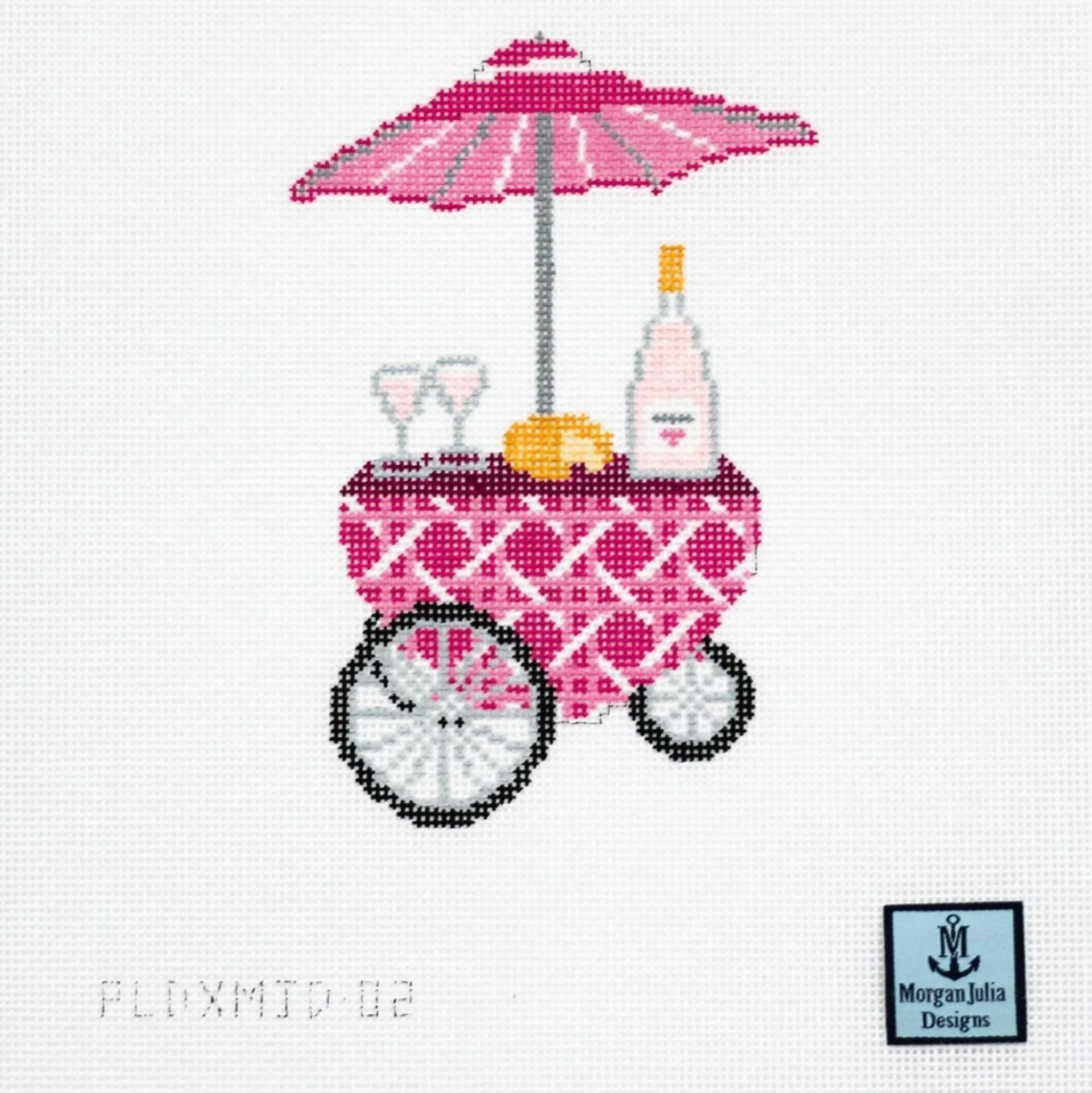 Pink Cane Rose Cart- Fancy Stitch