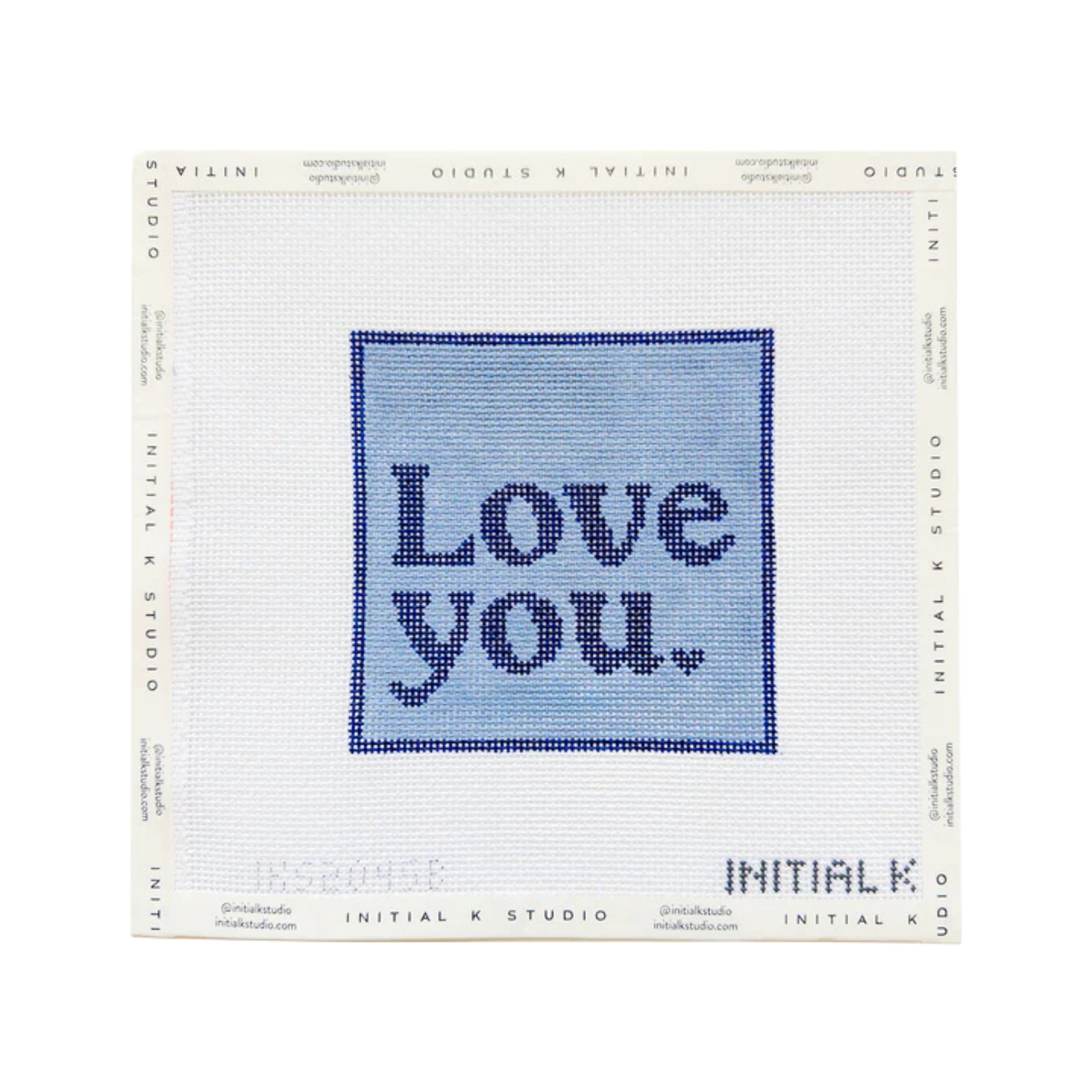Love You Square in Blue-The Fancy Stitch