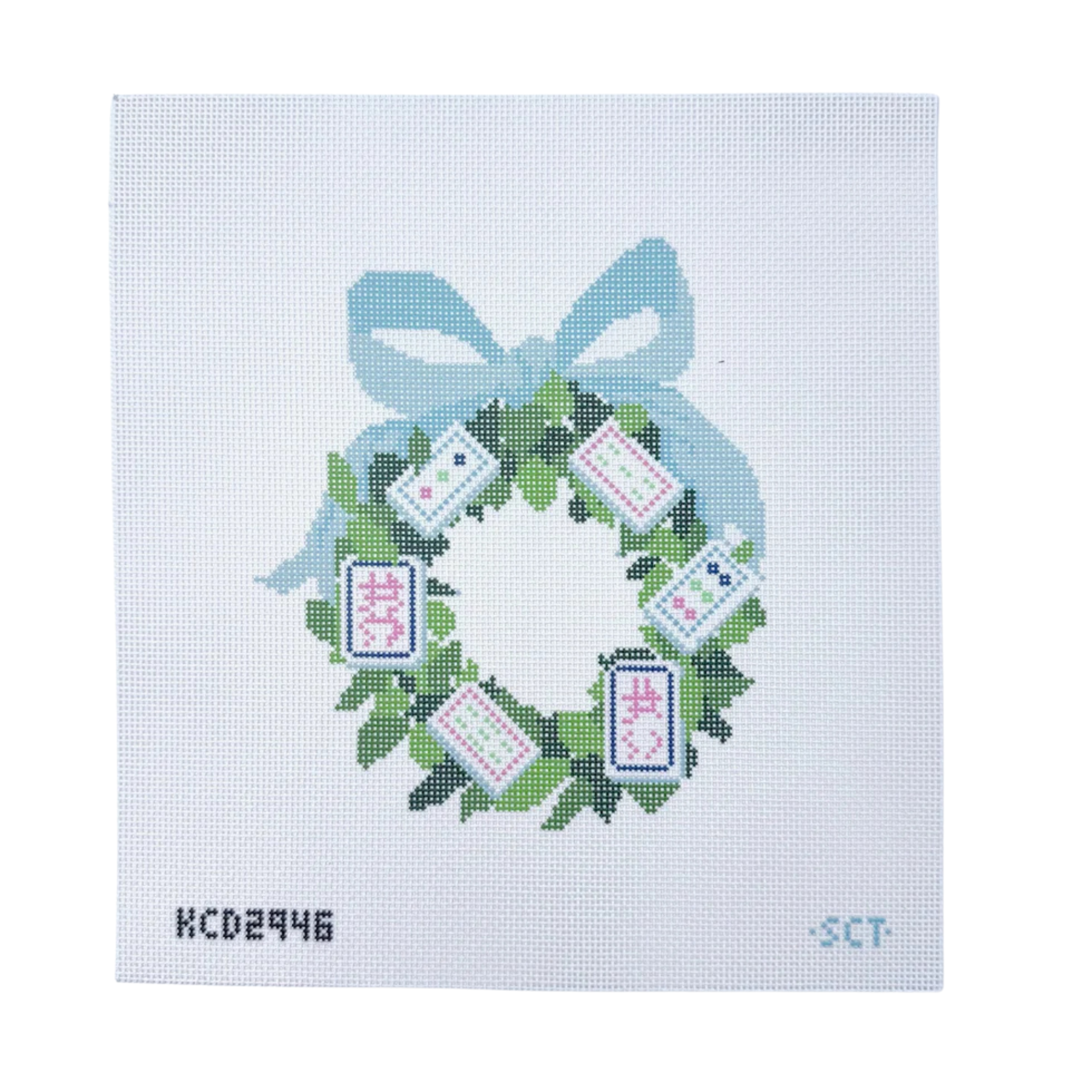 Mahjong Wreath Printed Canvas-The Fancy Stitch