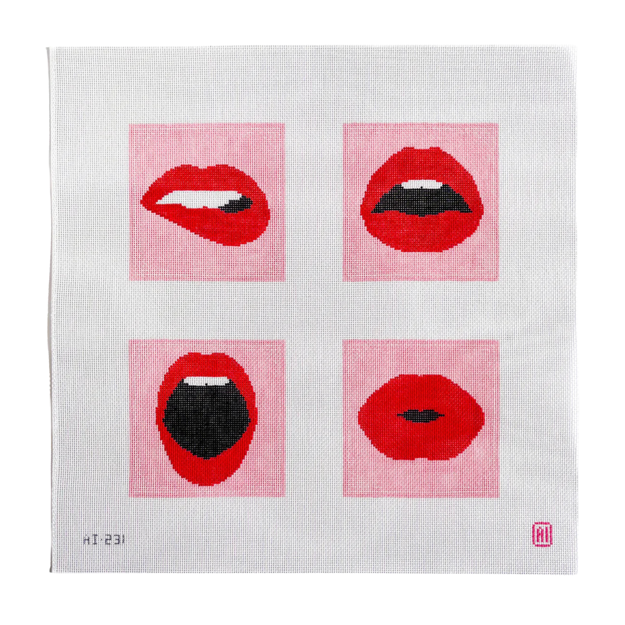 Red Lip Coaster Set-The Fancy Stitch