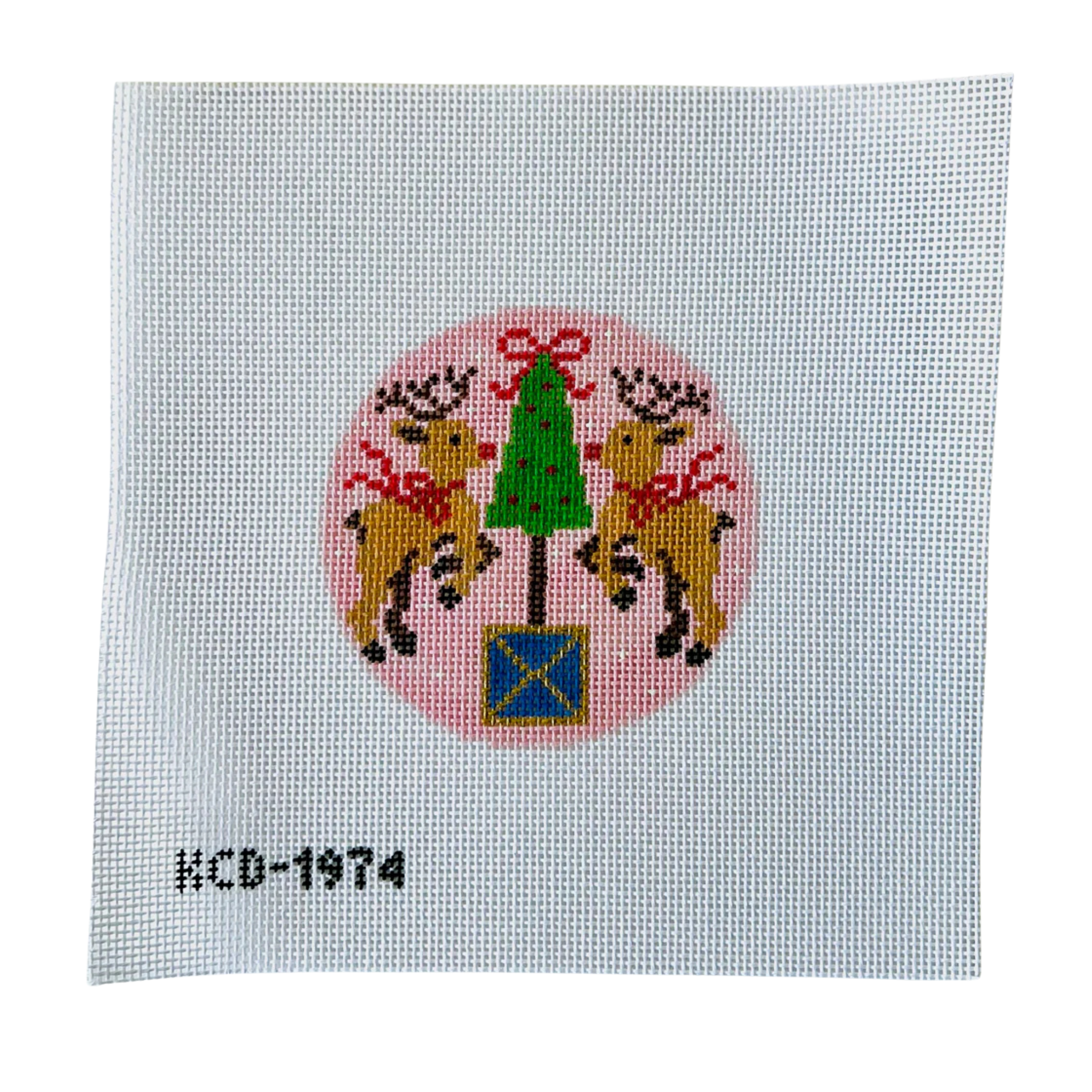 Rudolph with Topiary Pink Round-The Fancy Stitch