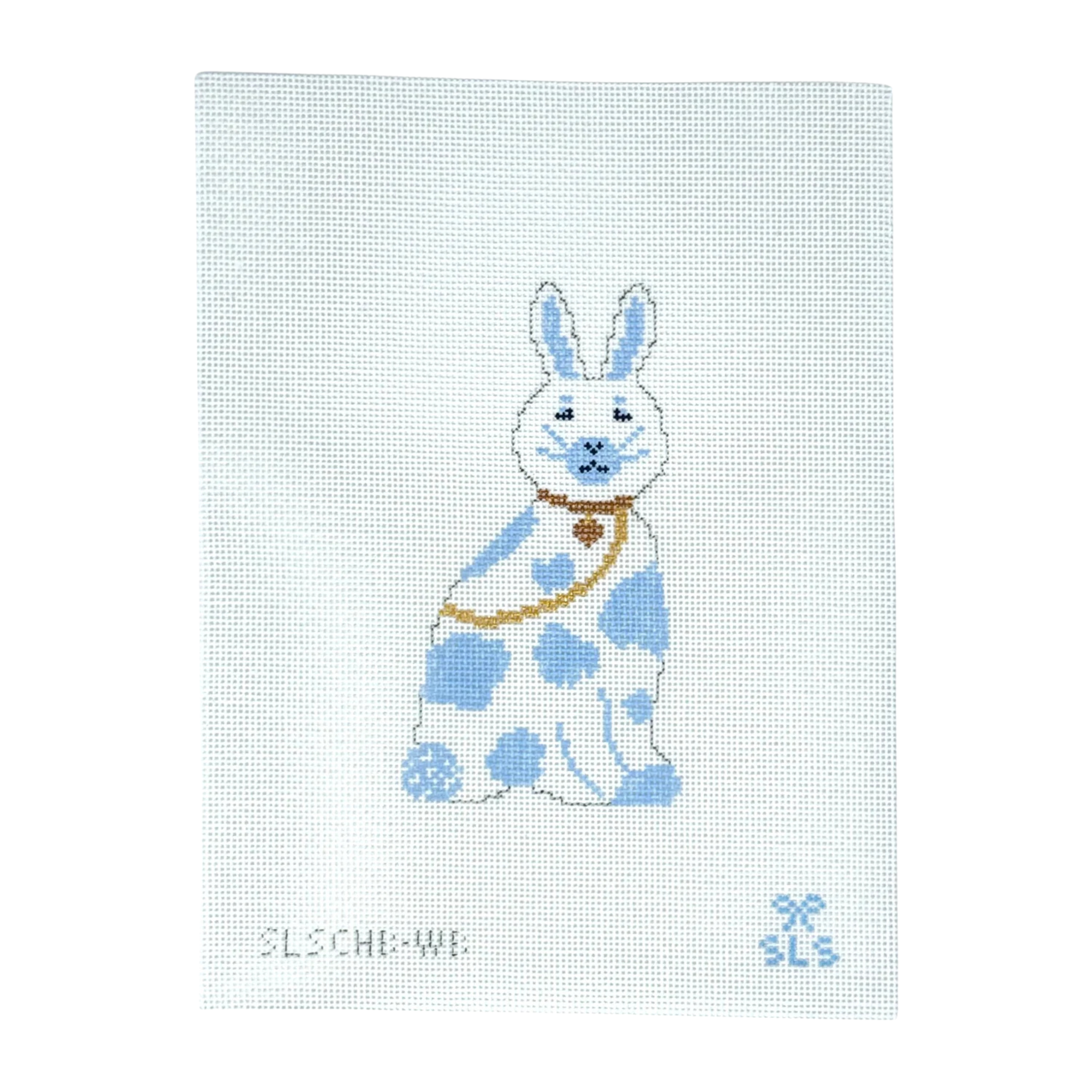 Chinoiserie Bunny with Blue Spots-The Fancy Stitch