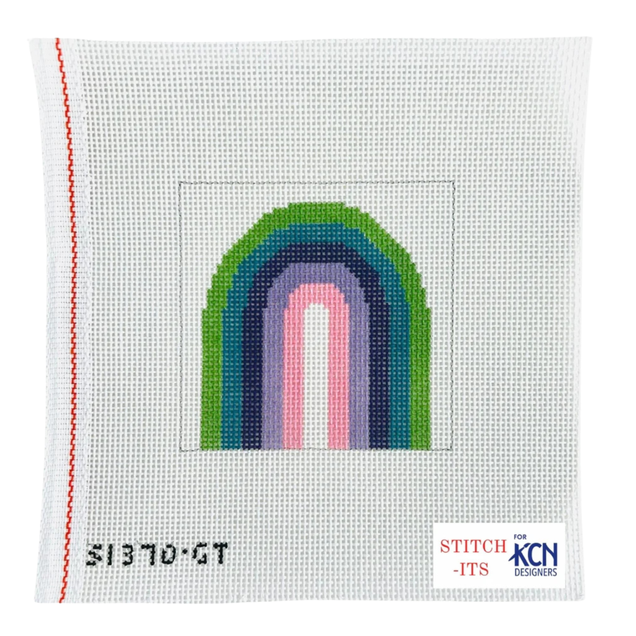 Green and Teal Rainbow Square-The Fancy Stitch