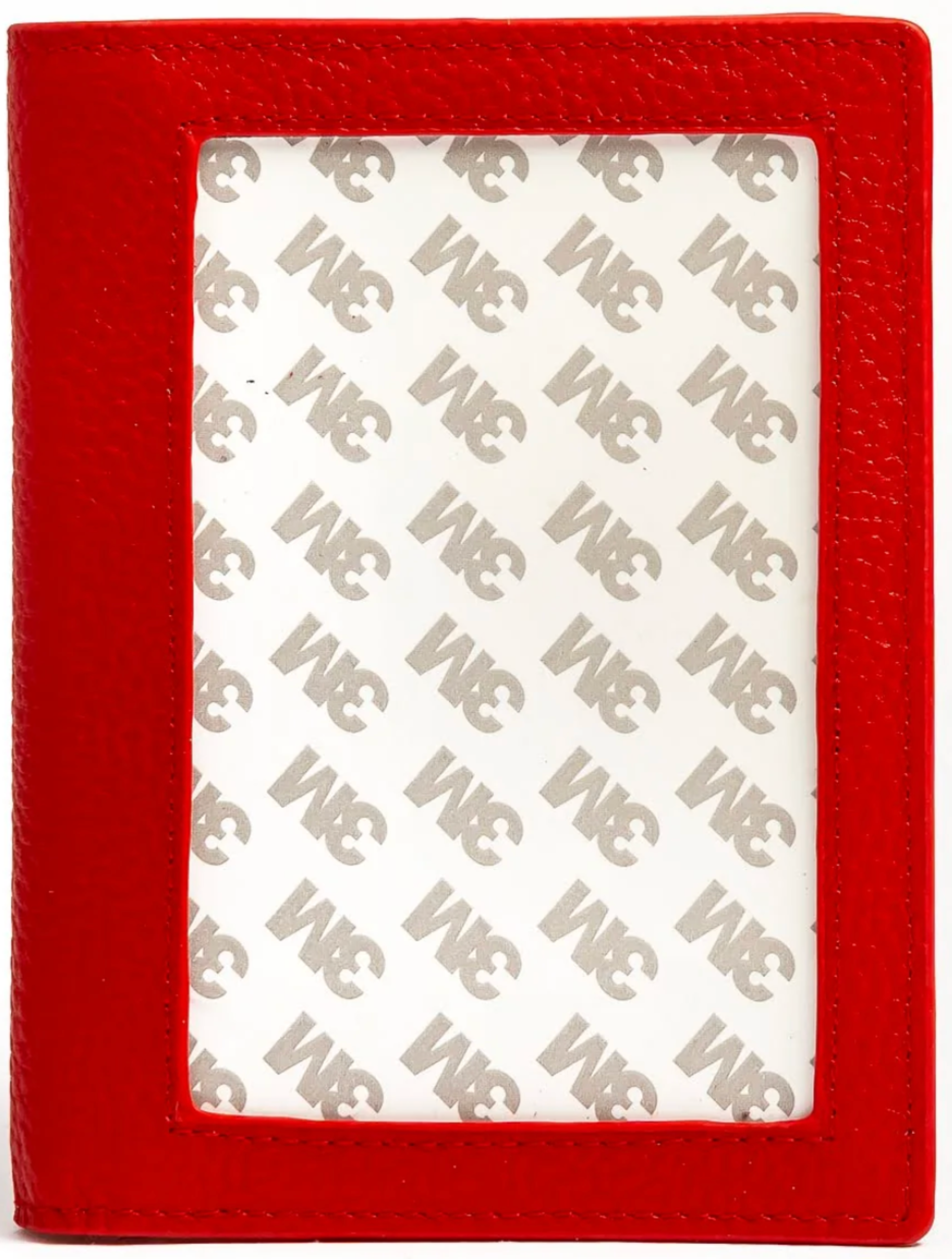 Self-Finishing Passport Cover-Pebble Leather Red-Fancy Stitch