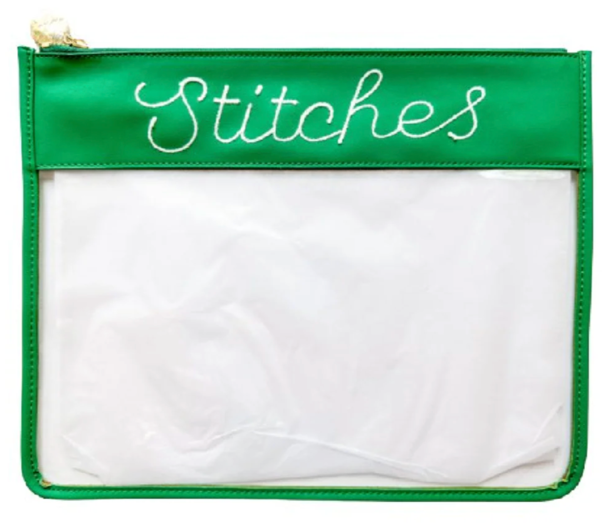 Large Stitches Clear Zip Pouch- Fancy Stitch 