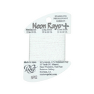 A spool of Neon Rays+ Sparkling Needlepoint Ribbon in white, shown on its original retail card packaging against a plain white background.