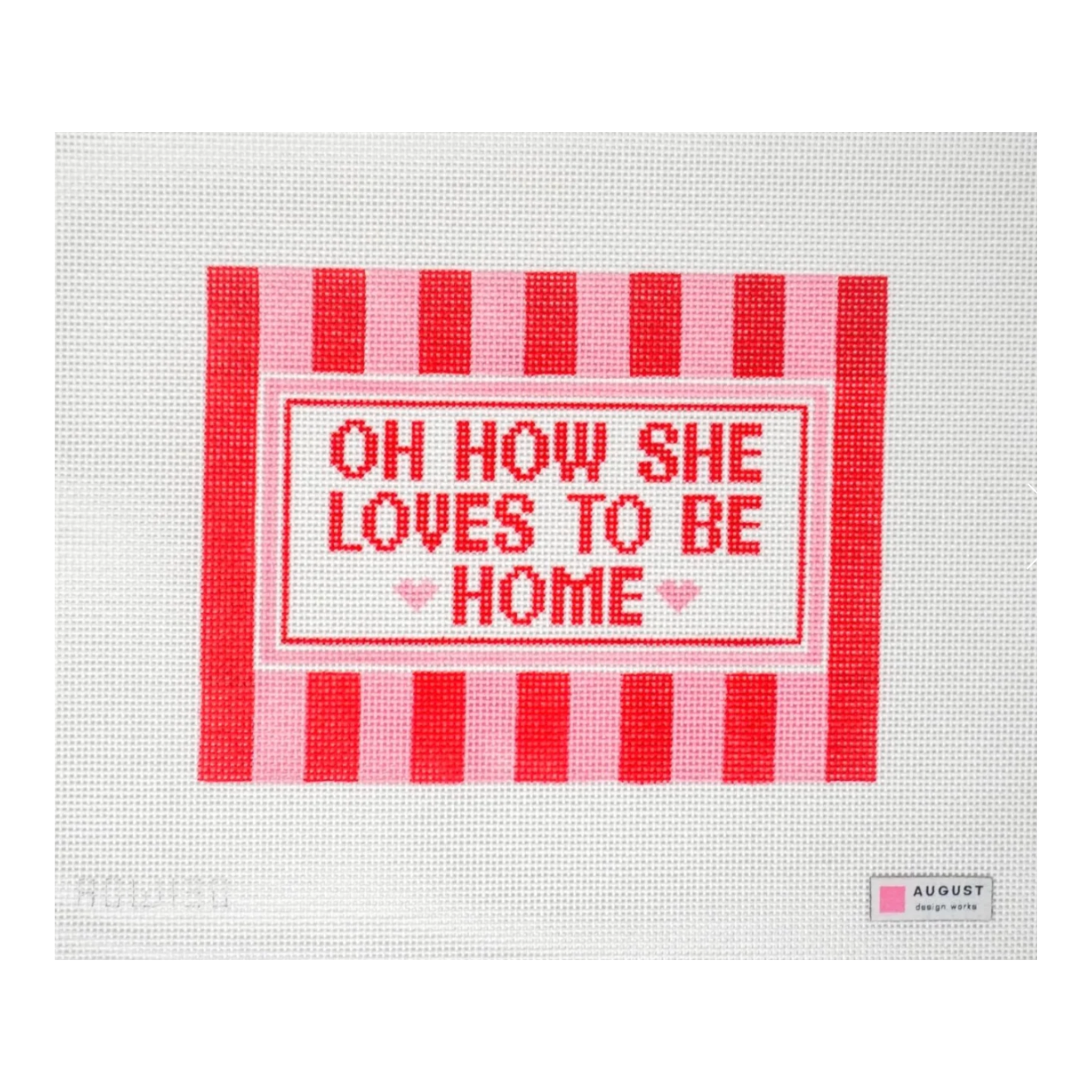 Oh How She Loves To Be Home in Pink and Red-The Fancy Stitch