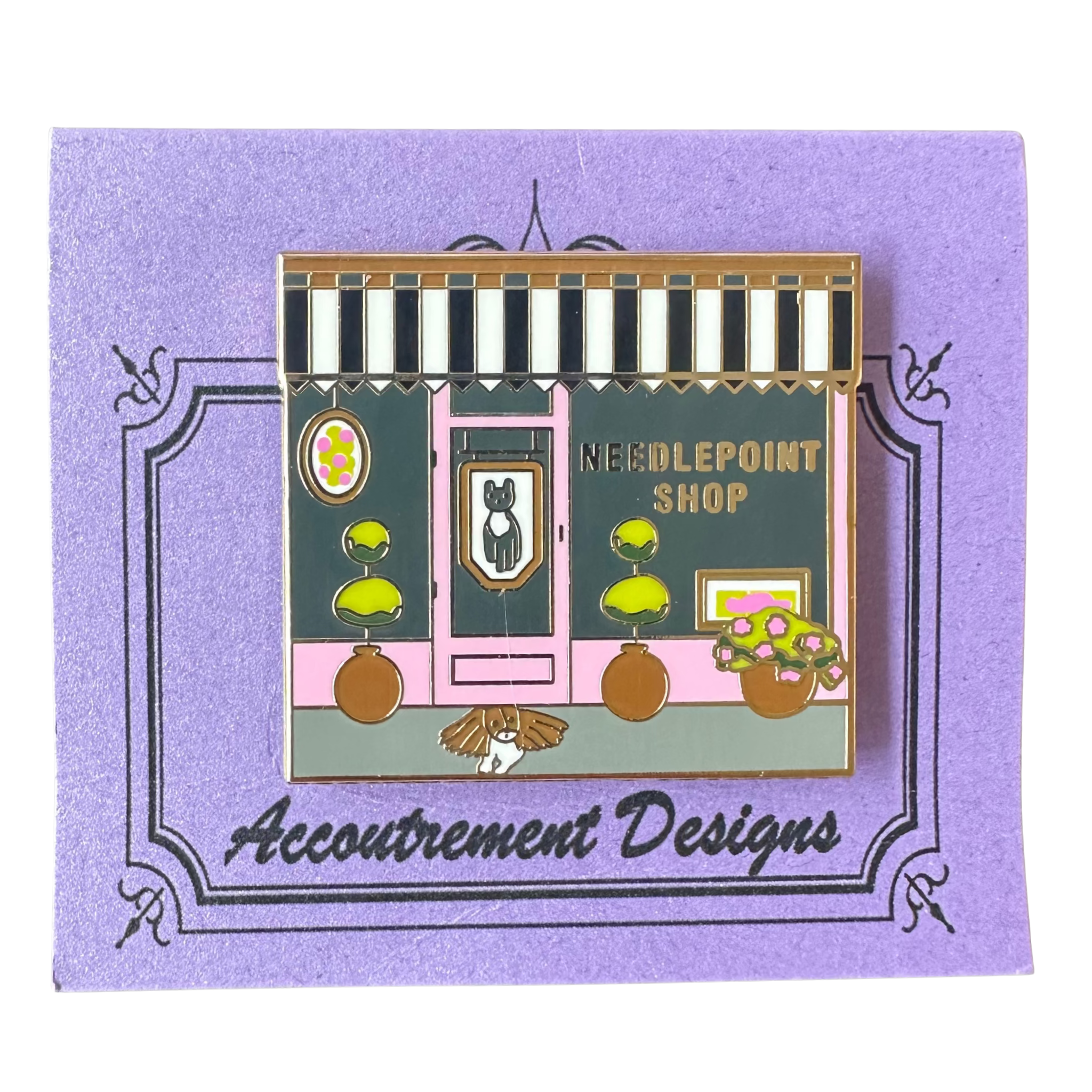 Pink Needlepoint Shop Needle Minder-The Fancy Stitch