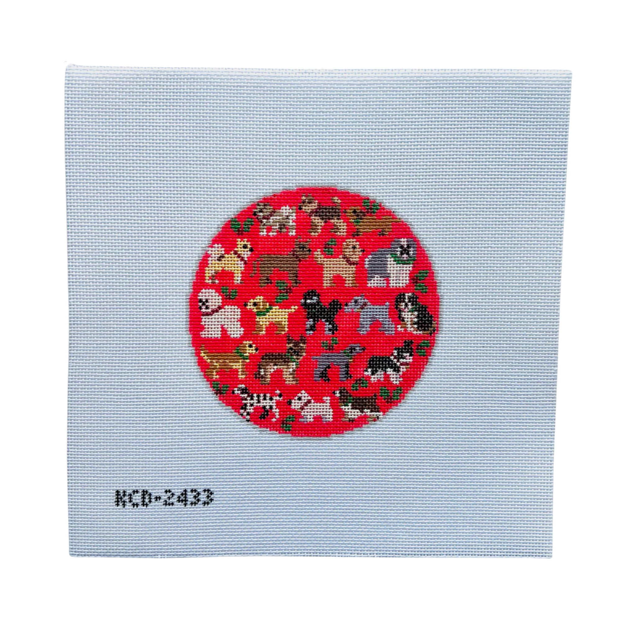 Red Christmas Dogs Round-The Fancy Stitch