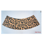 A curved leopard print fabric panel with a tan background and dark brown to black spots, shown on a light gray background with a small red 'P&RS9' code in the bottom right corner.