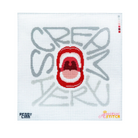 A square needlepoint canvas featuring a pixelated red screaming mouth graphic in the center, surrounded by gray pixelated letters spelling 'SCREAM' and 'TERROR'. The canvas has 'PENNY CANN' printed in black in the bottom-left corner and a 'Creative Stitch' logo in the bottom-right corner.